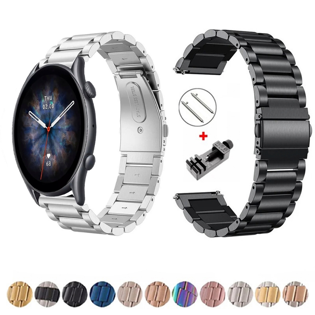 Pulseira de 22mm Metal Elos de aço inox para Amazfit GTR 3 A1971 de Engate Rapido