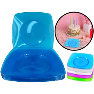 Kit 50 Prato Pratinho Para Bolo Sobremesa 15cm Acrílico Quadrado Festa Aniversário Comemorações em Oferta na Shopee