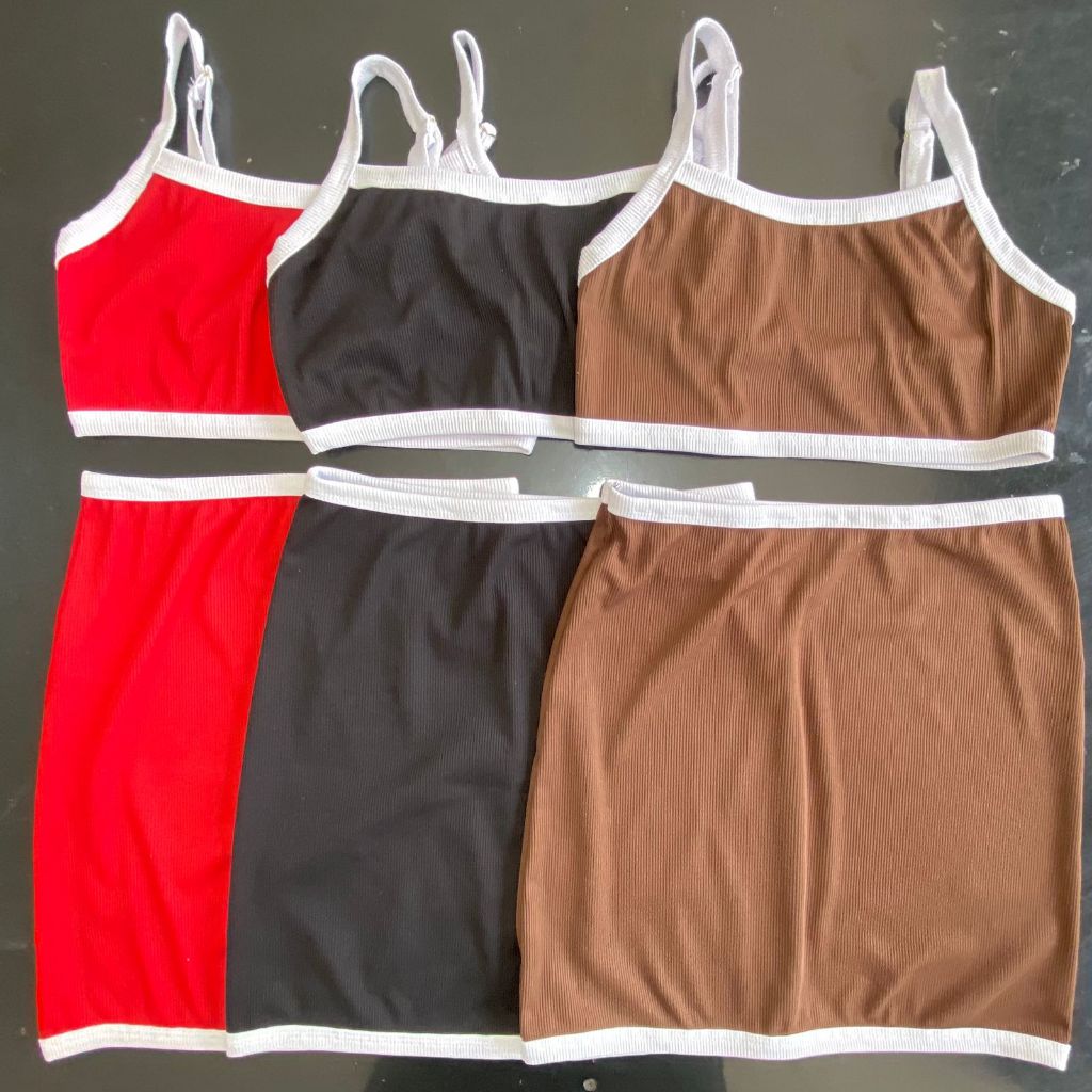 Conjunto Gringa Cropped Alcinha Saia Justa Blogueira Casual Feminino