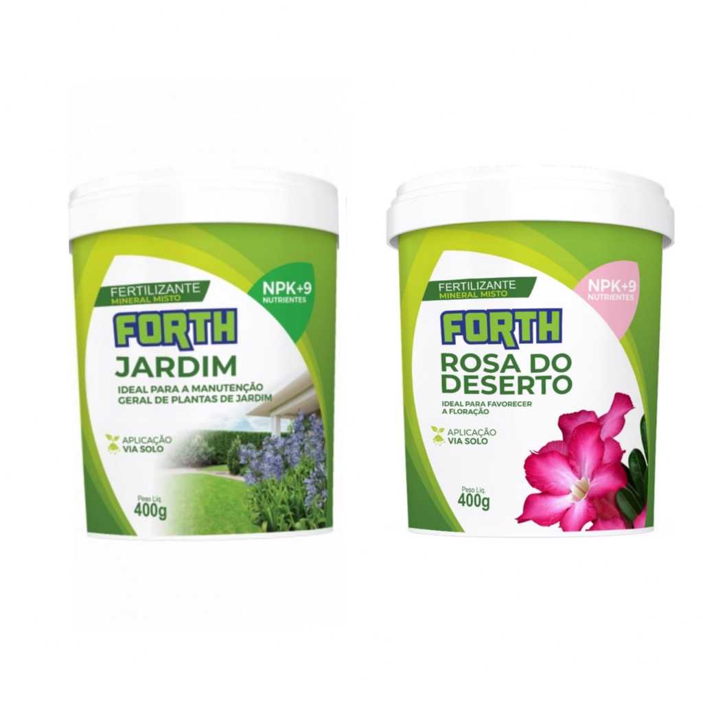 forth rosa do deserto e forth jardim ambos adubos com 400g produto original com nota fiscal