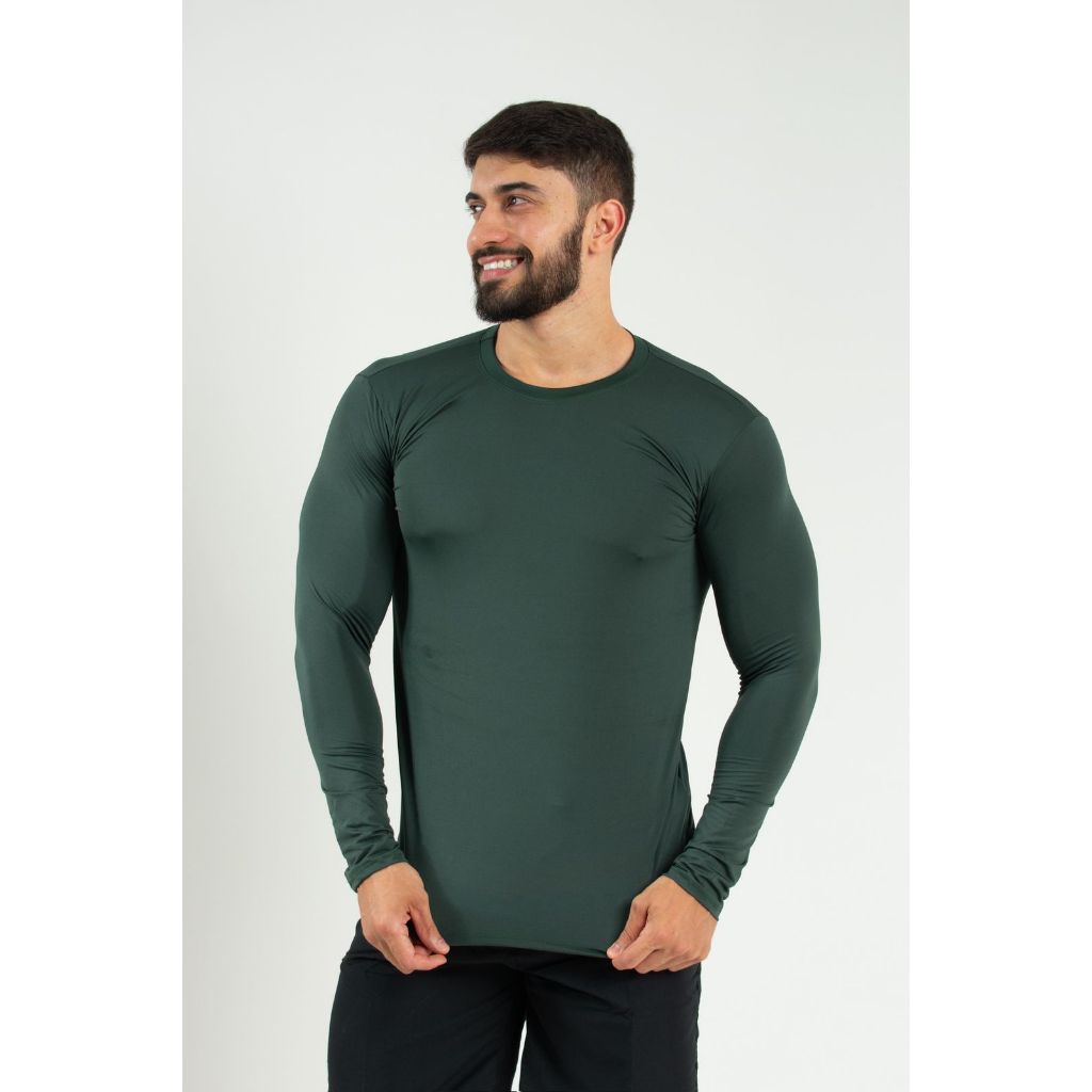 Camisa Térmica Proteção Uv 50+ Segunda Pele Camiseta Blusa Malha Fria Unissex Academia Manga Longa