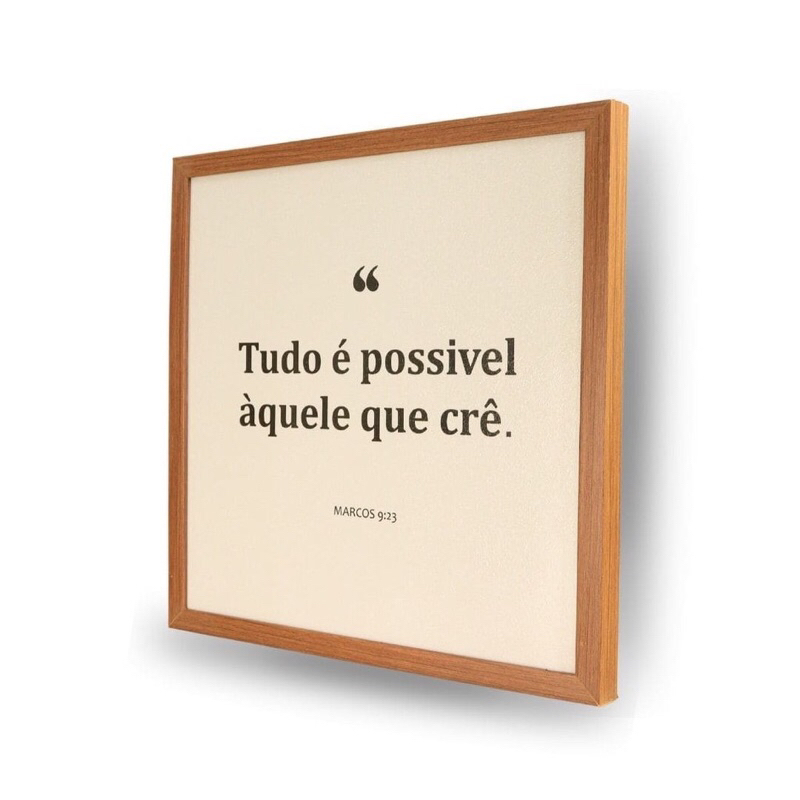 Quadro 43x43 Resina Para Caixa De Luz Versículo tudo é possível aquele que crê (Marcos 9:23)moldura madeira