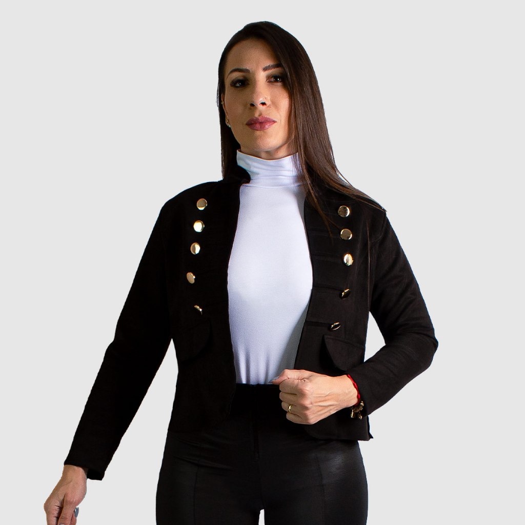Casaco Feminino Blazer Jaqueta Suede Manga Comprida Inverno