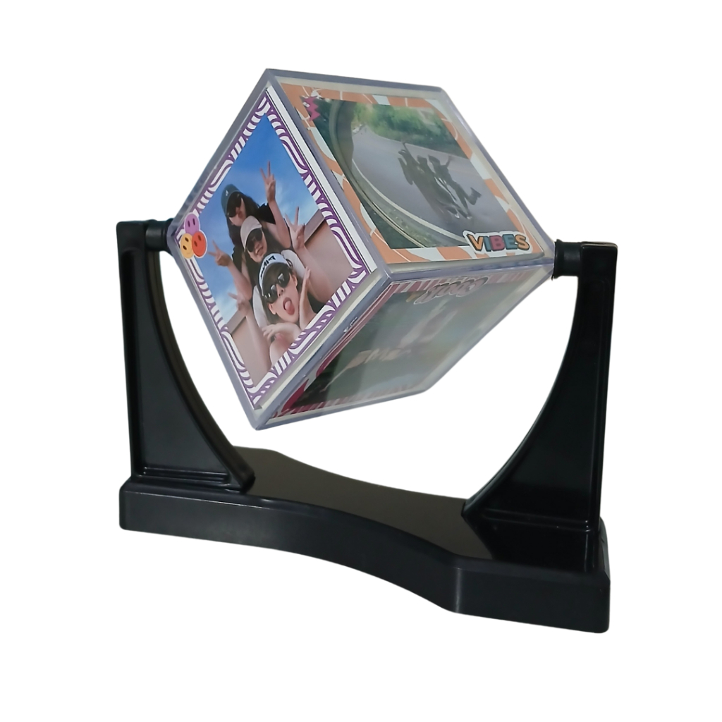 Cubo de fotos - Porta Retrato Cubo Acrílico - Com Fotos 6x6cm Com Suporte horizontal - Presente criativo, decoração