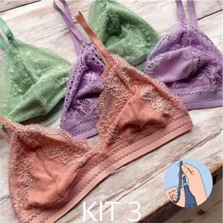Kit 3 Sutiã De Renda Sem Bojo Com Forro com regulagem Tipo Top Com Elástico
