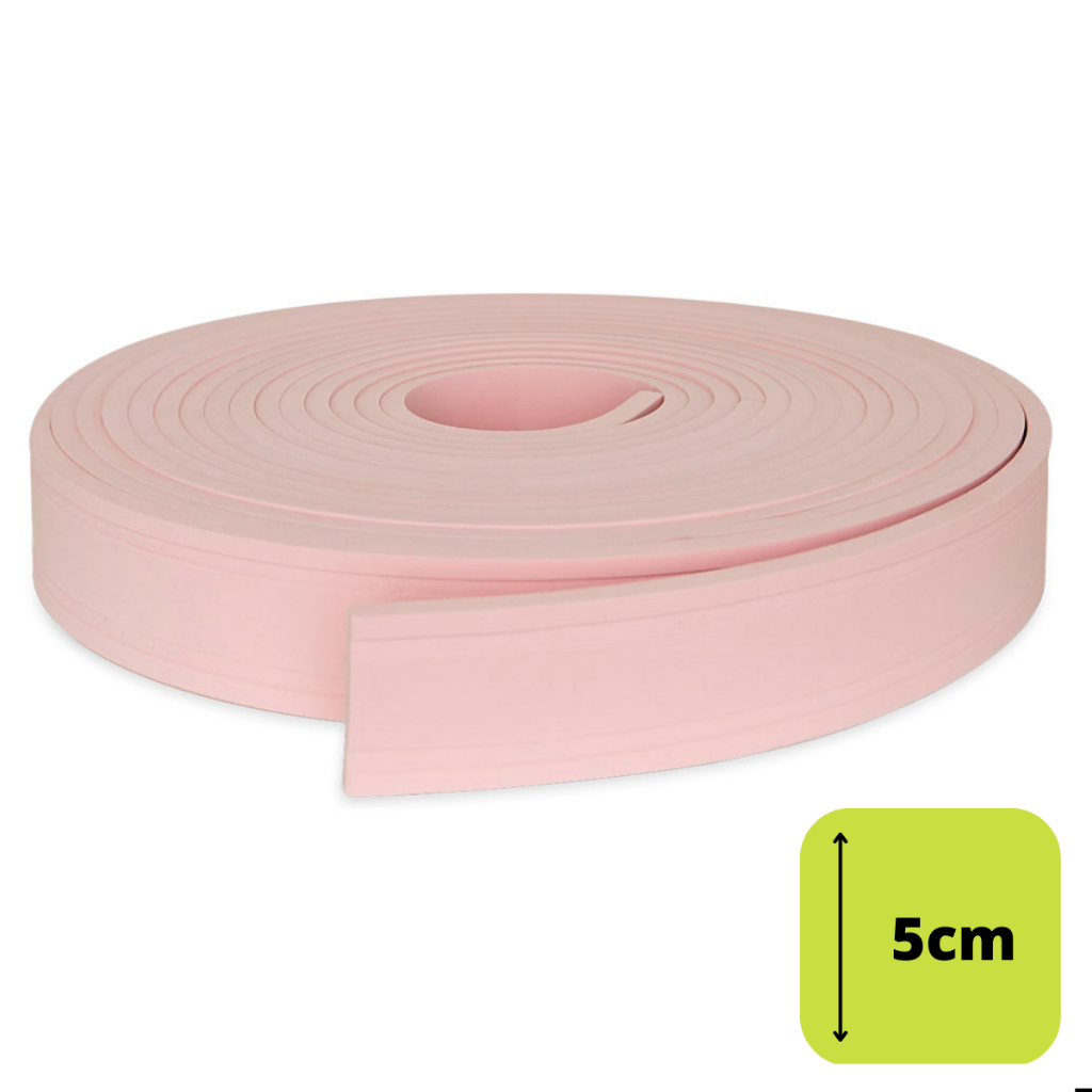 Eva Flexível 5cm - Rodapé Moldura Autocolante Boiserie Roda Meio ( valor por metro ) 5c2-Rosa