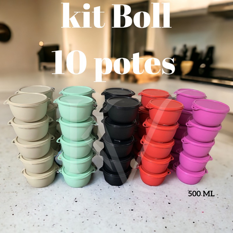 KIT POTES COZINHA 10 POTES REDONDOS BOLL 500ML