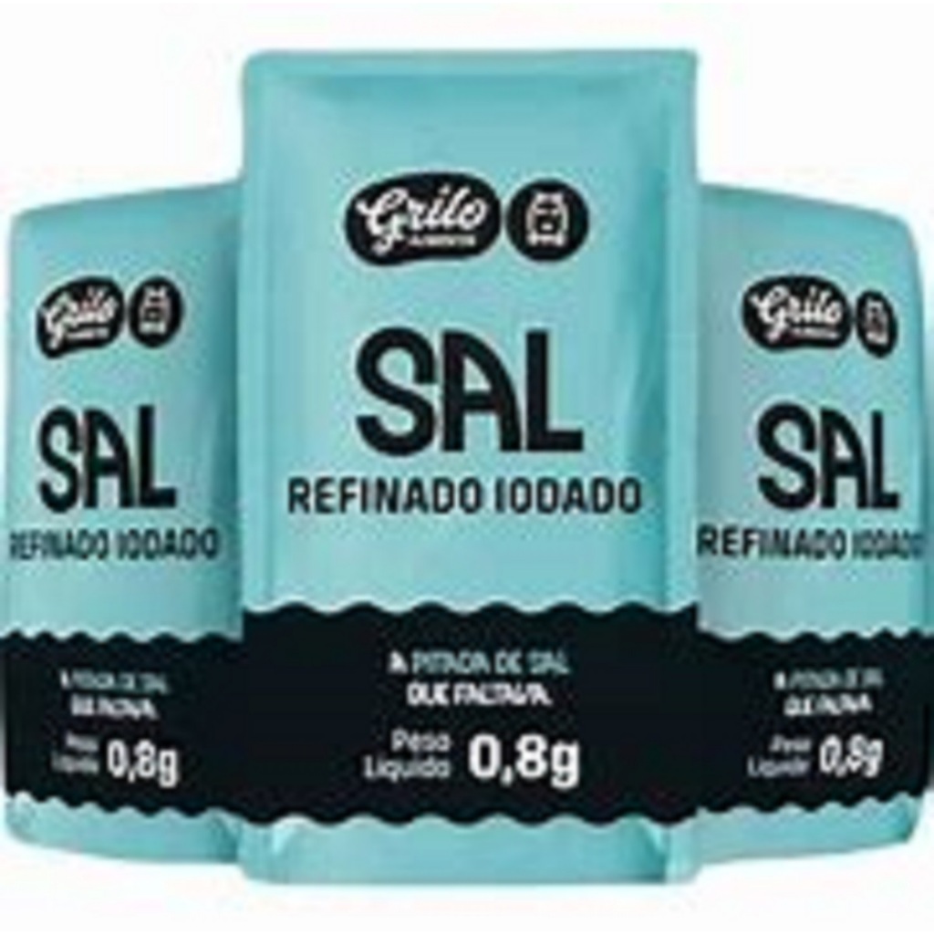 Sal Refinado sache 0,8gr Grilo caixa 2000 unidades em Oferta na Shopee