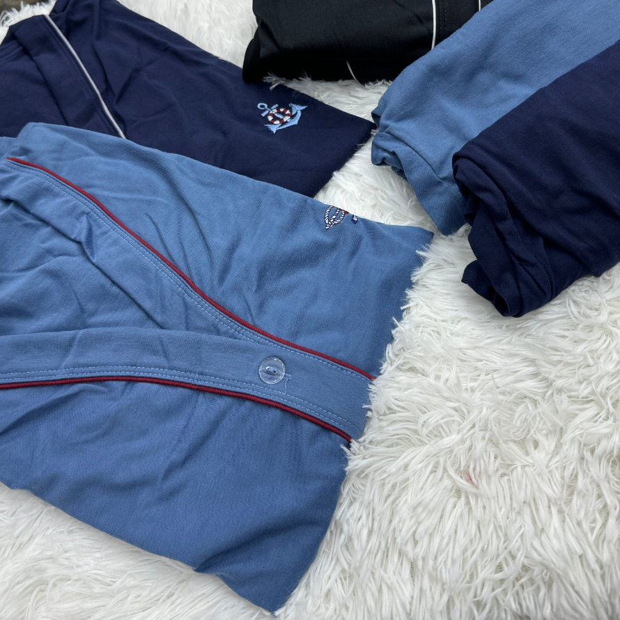 Pijama Masculino Americano Curto Botões Malha Algodão Do P ao GG