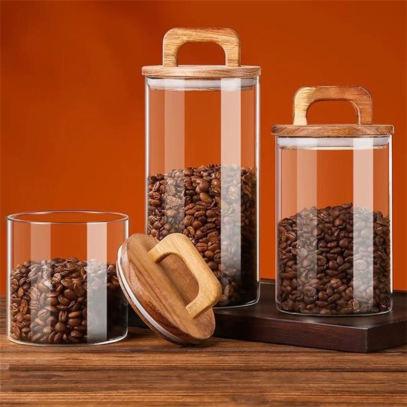 Kit 3 Pote De Vidro Redondo Tampa Madeira Hermético Condimento 700ml/1000ml/1400ml
