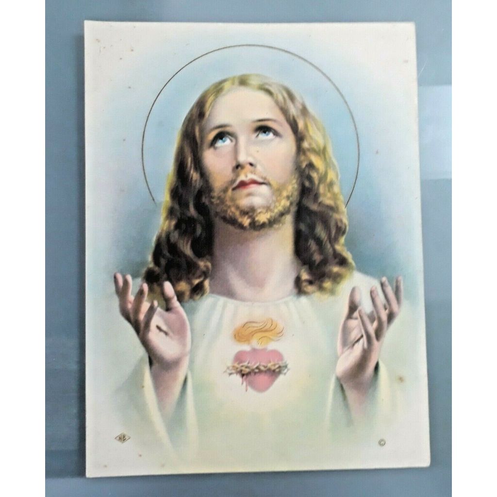 Foto Imagem sacra de Jesus Cristo de 1936 impressão importada americana N.G. BASEVI