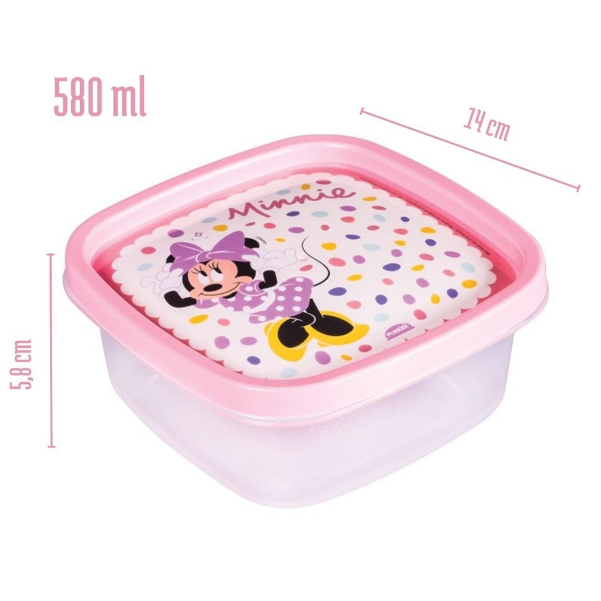 Pote Quadrado Plasutil Decorado plastico Mickey Minnie Baby 580ml 200ml Plasútil