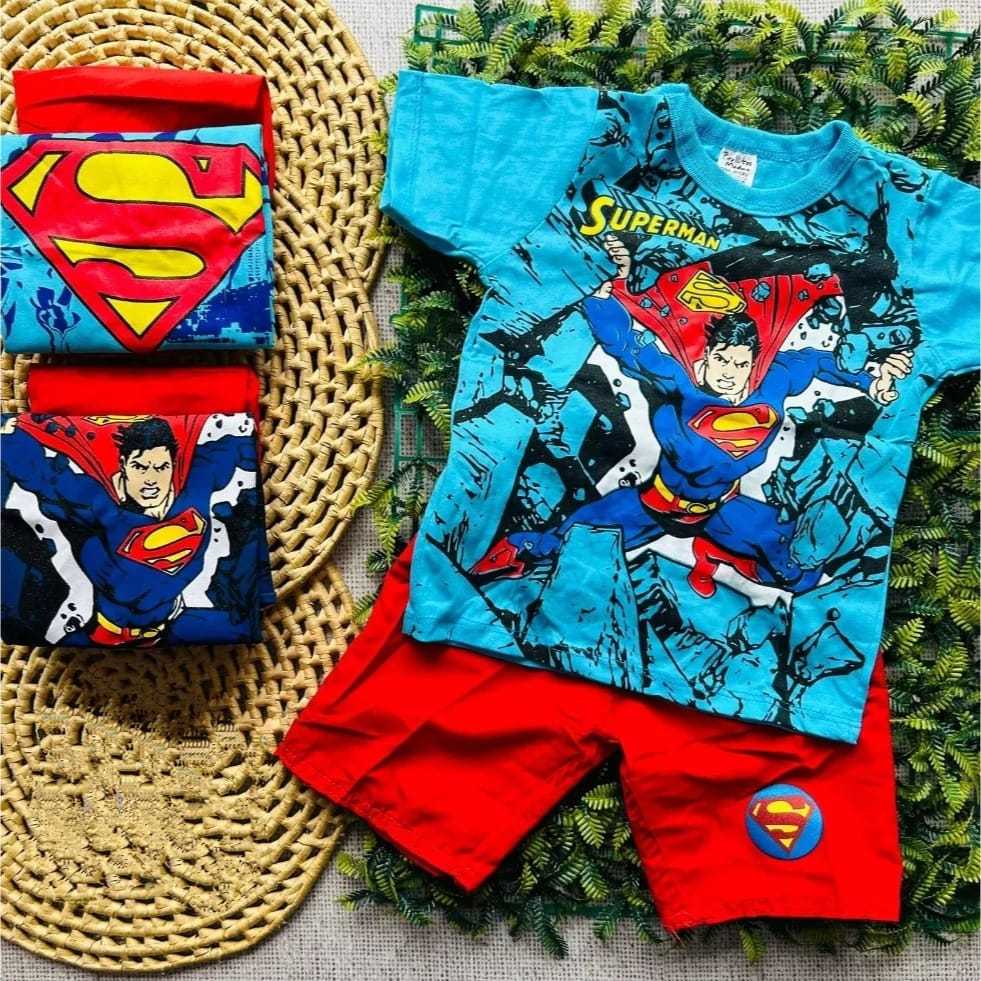 Conjunto Infantil menino Super Homem Super Man Conjunto tematico camiseta + Short