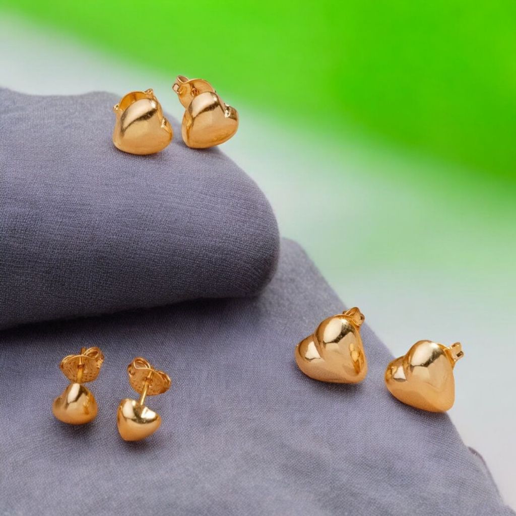 Trio De Brinco De Coração Banhado a ouro 18k