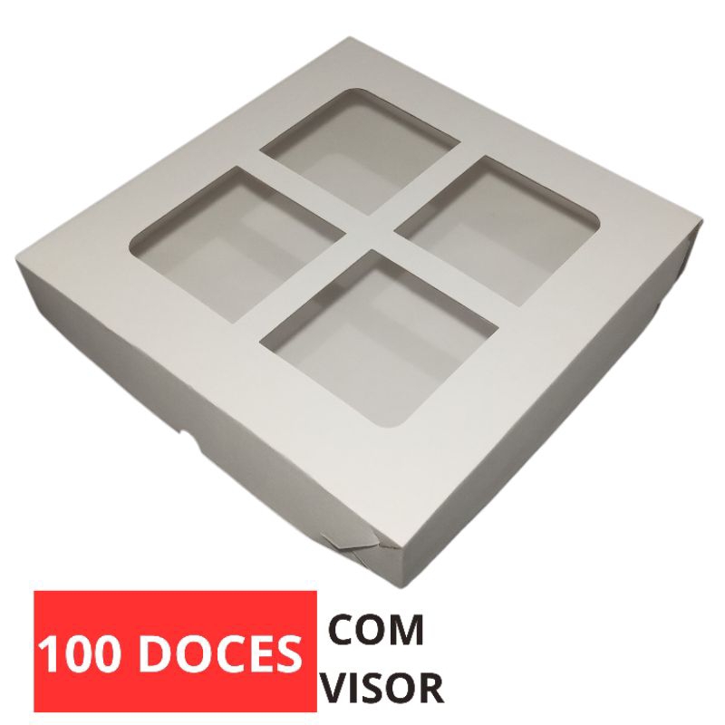 Caixa Para 100 Doces Com Visor 37x37x6 Reforçada em Oferta na Shopee