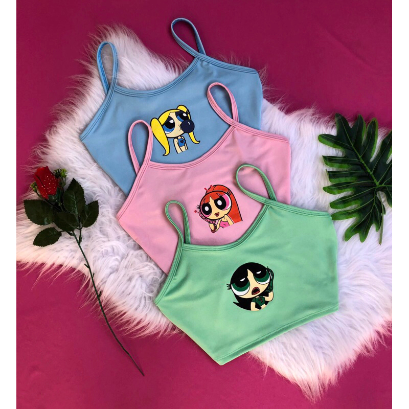 Cropped feminino de alcinha meninas super poderosas sem bojo carnaval em Oferta na Shopee