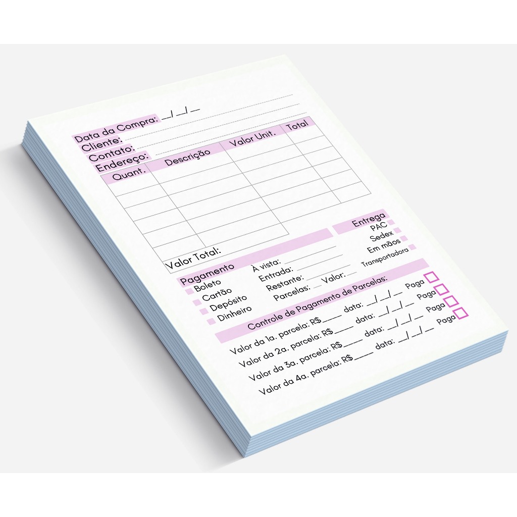 Bloco Controle de Vendas a Prazo, Parceladas, Fiado (100 folhas) em Oferta na Shopee