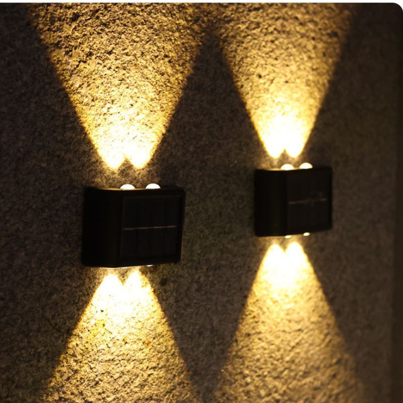 2 KIT Luminária Solar De Parede À Prova D'água Para Jardim Muro e Varanda 4 lED