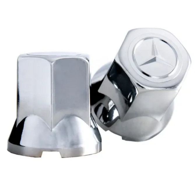 Kit 60 Capa Da Porca Compativel Mercedes Benz Logo Cromada Caminhao 32mm