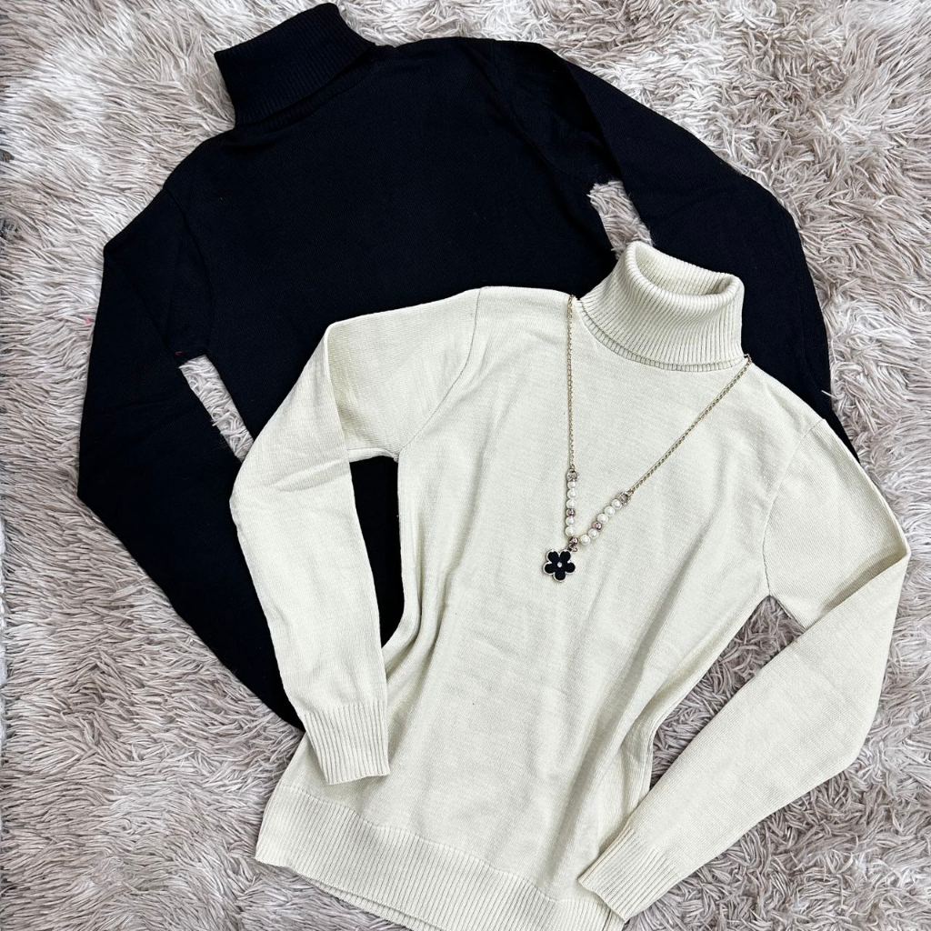 Kit2 Blusa gola alto feminina manga longa básica trico cacharreu cacharrel sueter liso