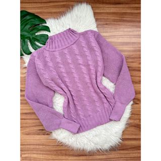 Blusa trico manga longa trançada frente em Oferta na Shopee