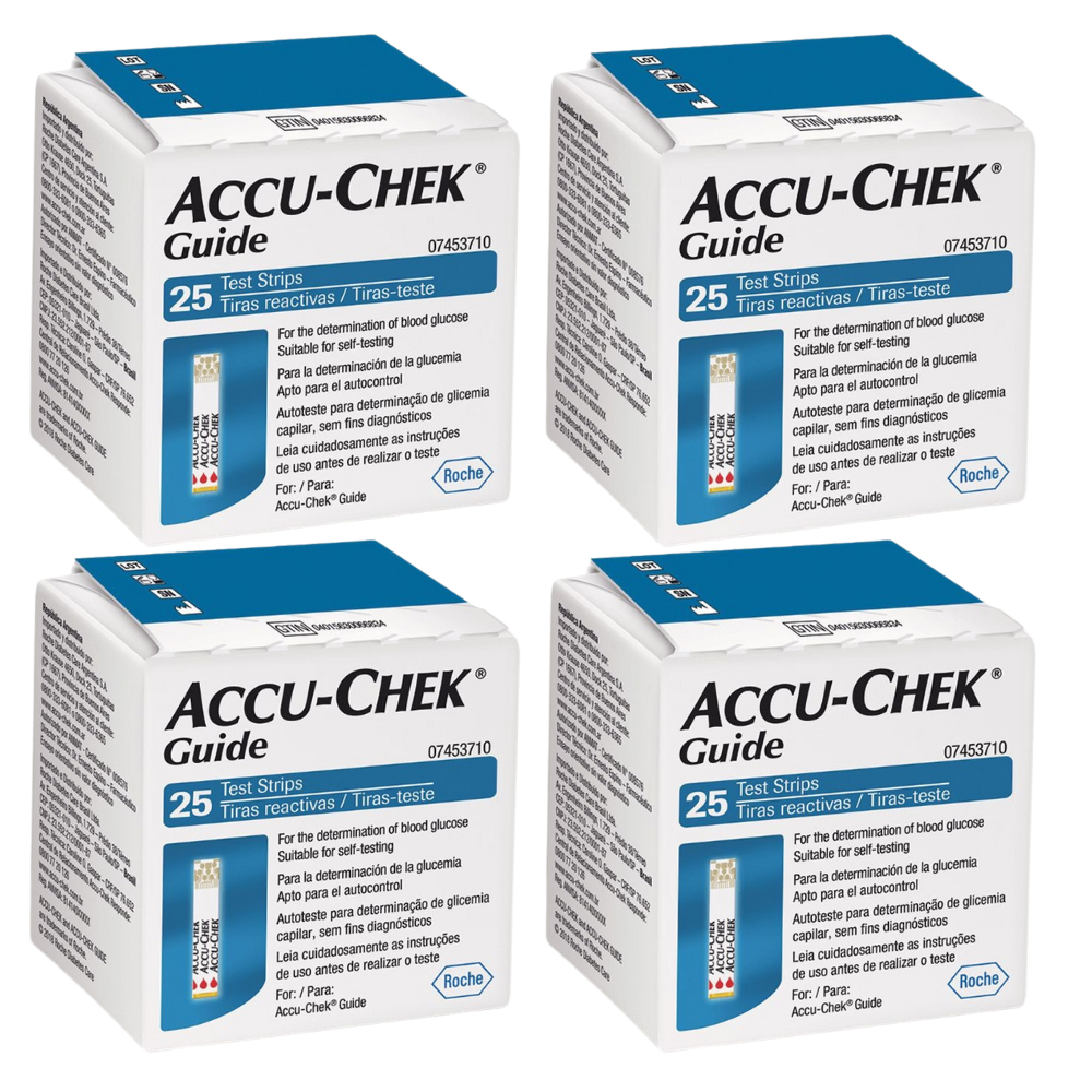 Kit 4x Tiras Accu Chek Guide Para Controle De Glicemia 25 Tiras