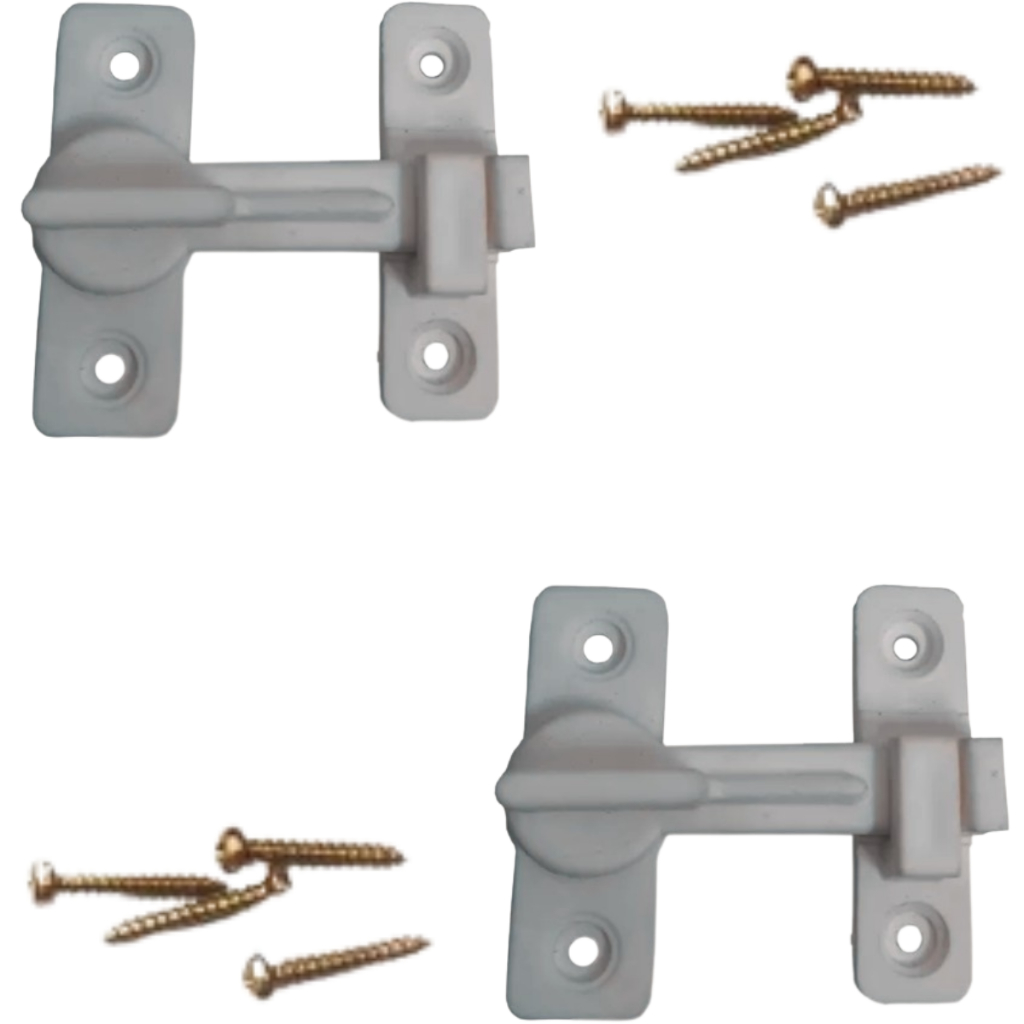 2/Fecho Trinco Tranqueta Para Portas Sanfonada  PVC Cinza Bcf
