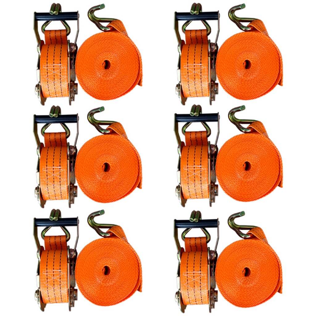 Kit Cinta Laranja Amarrar Carga C/ Catraca 3 Toneladas Cinta 9M Caminhão Carreta Implementos Caçamba