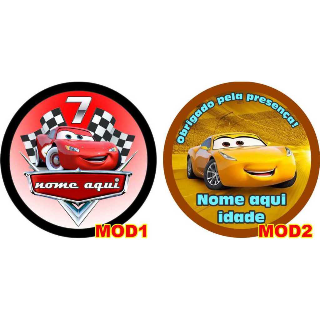50 Tags Adesivas Para aniversário Carros Relâmpago McQueen  Personalizada em Oferta na Shopee