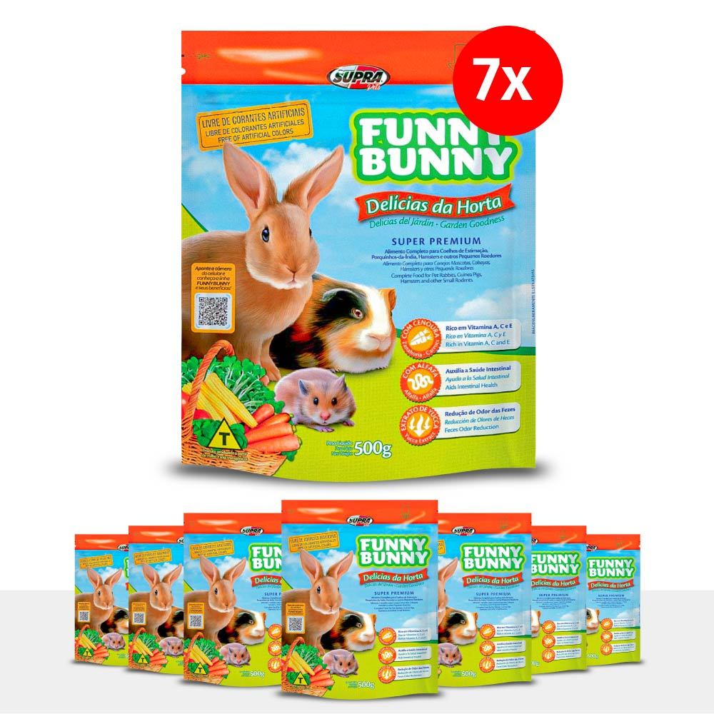 Kit 7 Funny Bunny Delícias da Horta 500g Ração para Coelhos e Roedores Supra