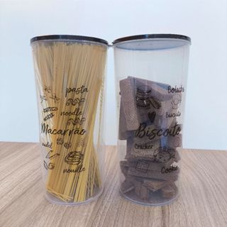 Kit 2 Potes Plásticos Transparentes Porta Macarrão e Biscoito 2,5 L em Oferta na Shopee