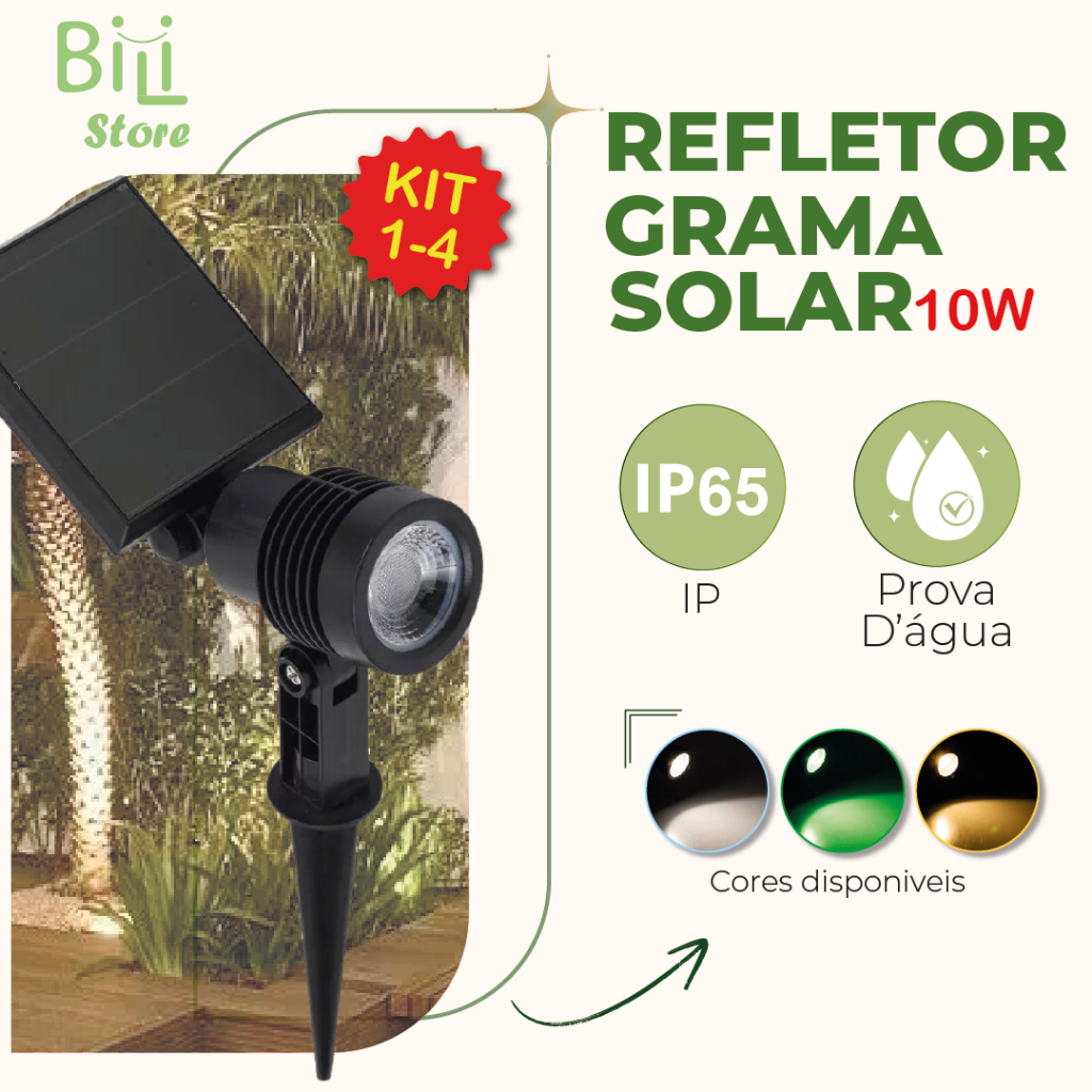 Luminária Espeto Jardim Solar LED 10W Refletor Solar | Luz de Gramado | À Prova D'àgua Avançada