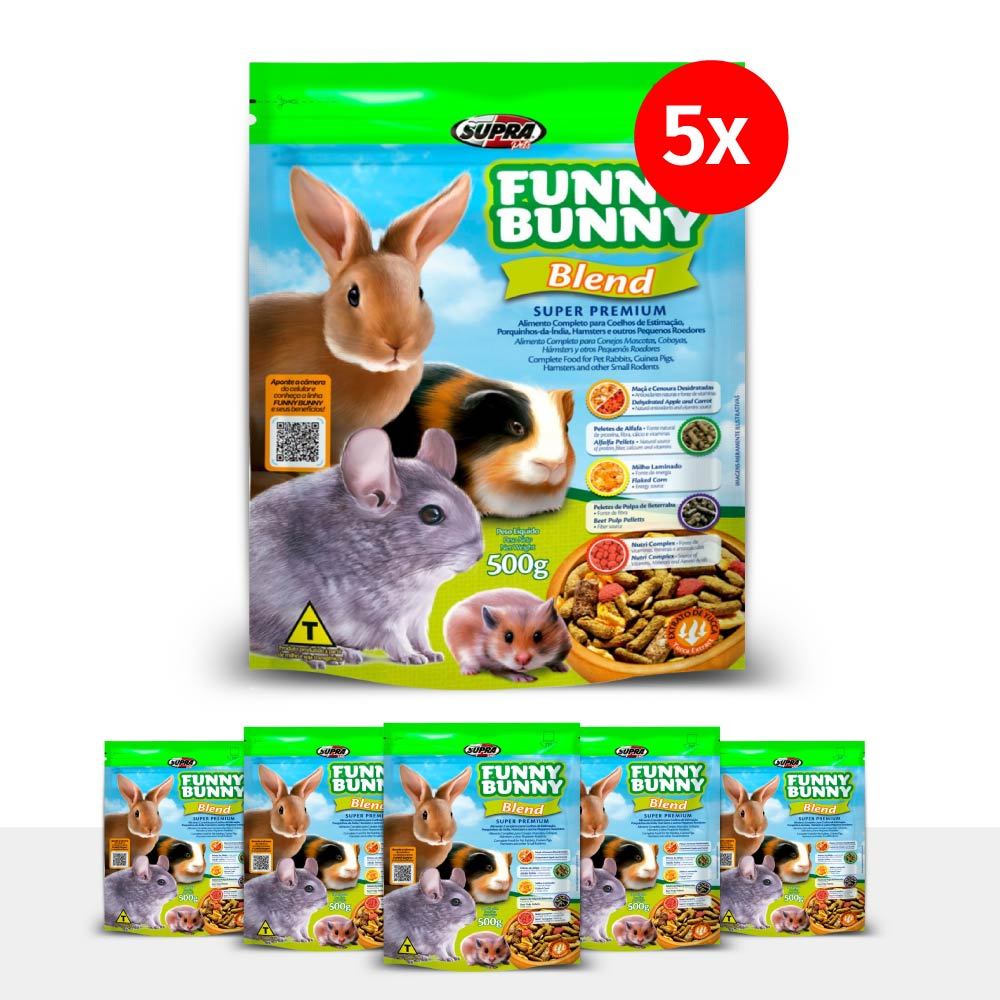 Kit 5 Funny Bunny Blend 500g Ração para Coelhos e Roedores Supra em Oferta na Shopee