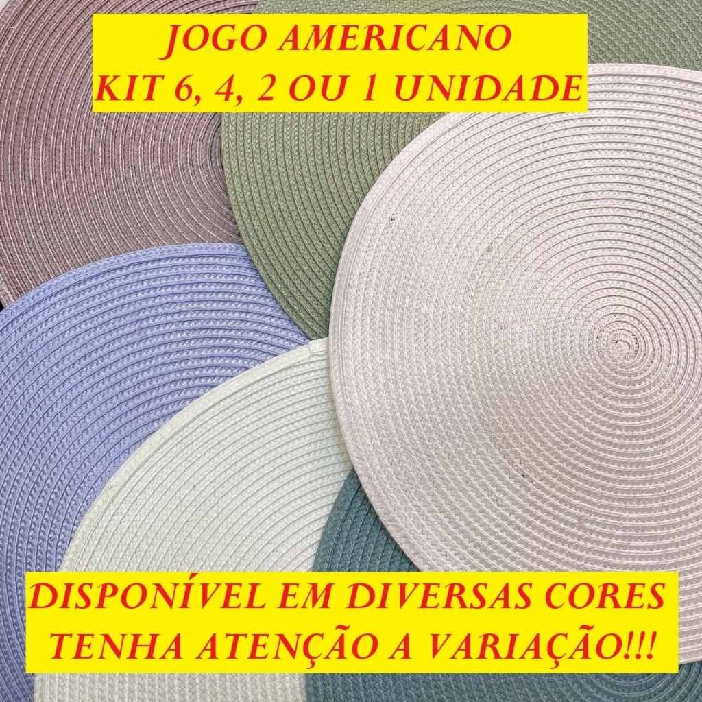 OFERTA Jogo Americano Kit 6 Unidades 37,5Cm 4 ou 2 Peças Descanso De Mesa Sofisticado Redo...