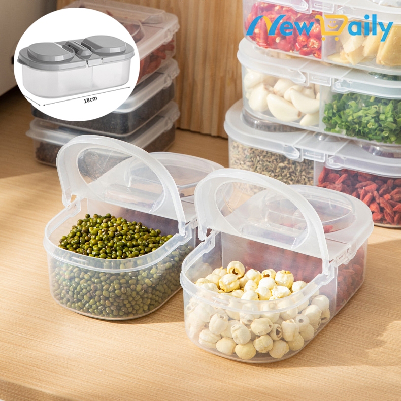 Kit 2 Marmita Fit Color com 2 Divisórias e Tampa Caixas Multiuso Armazenamento De Alimentos Seladas POTE-103-BC em Oferta na Shopee