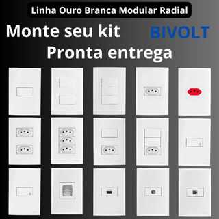 Tomada Interruptor 10A 20A Linha Ouro Branca Modular RADIAL Tomada Apagador Paralelo Simples