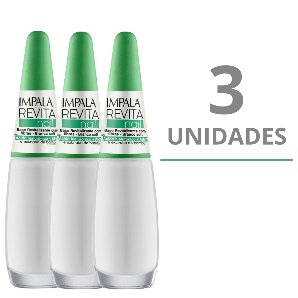 Kit 3 Bases Impala Revitalizante Com Fibras Branco Soft Ácido Hialurônico AHA E Extrato De Bambu em Oferta na Shopee