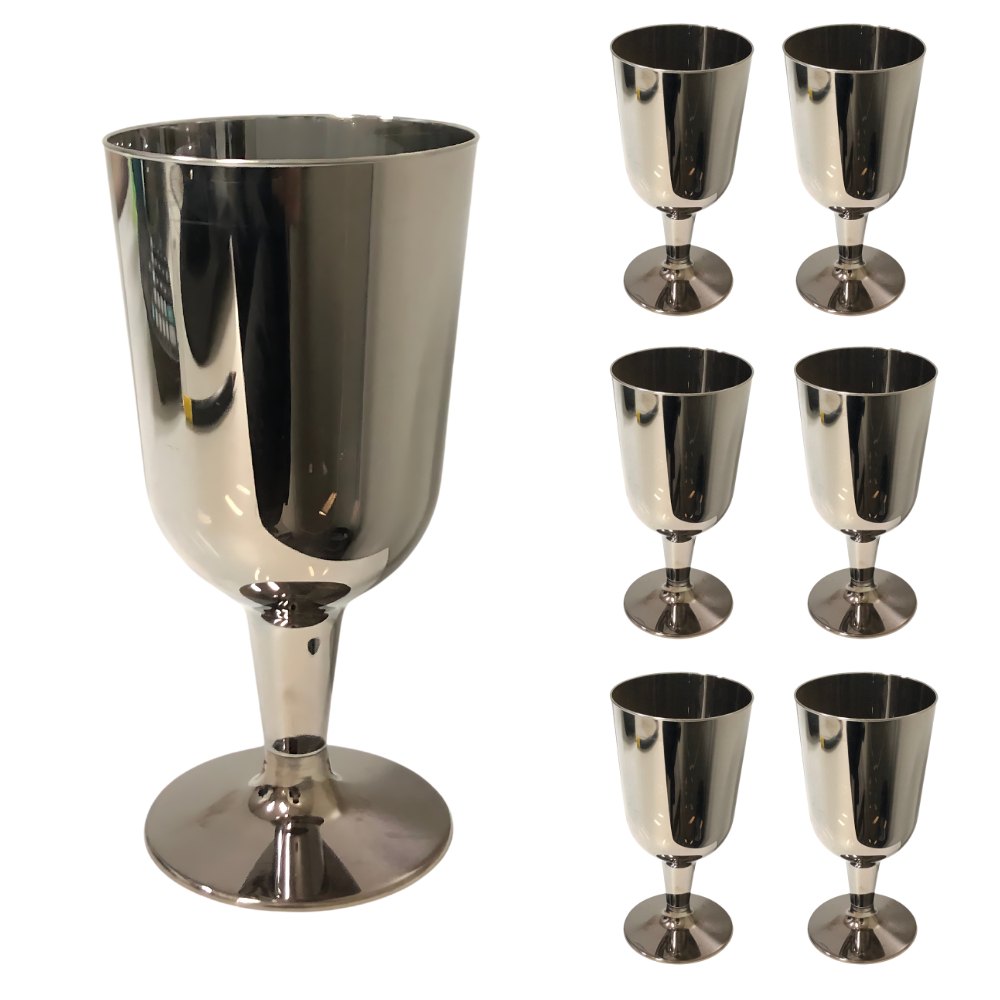 Festa Utensílios 6Un Copo Taça Prato Plástico Festa Reutilizável Descartável Prata Borda em Oferta na Shopee