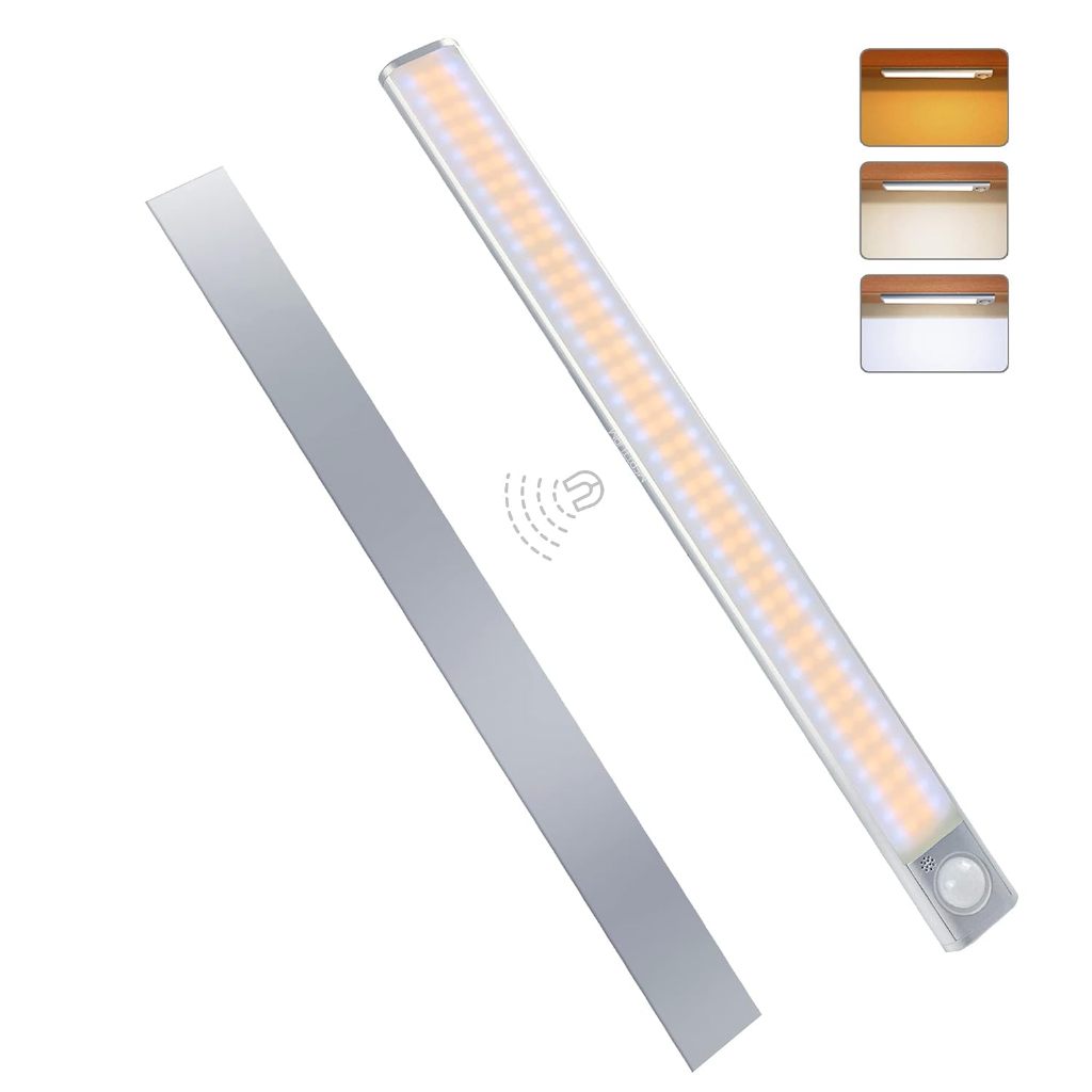 Luz recarregável de 160 LED para armário, luz de armário com sensor de movimento sem fio, bateria de 1800 mAh com escurecimento contínuo, instalação magnética para guarda-roupa, armário, além disso, cozinha