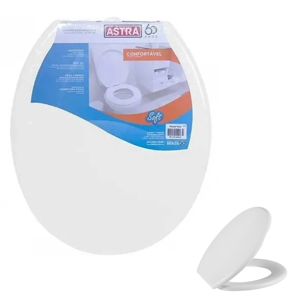 Assento Tampa De Vaso Sanitario Oval Universal Soft Branco Original Astra em Oferta na Shopee