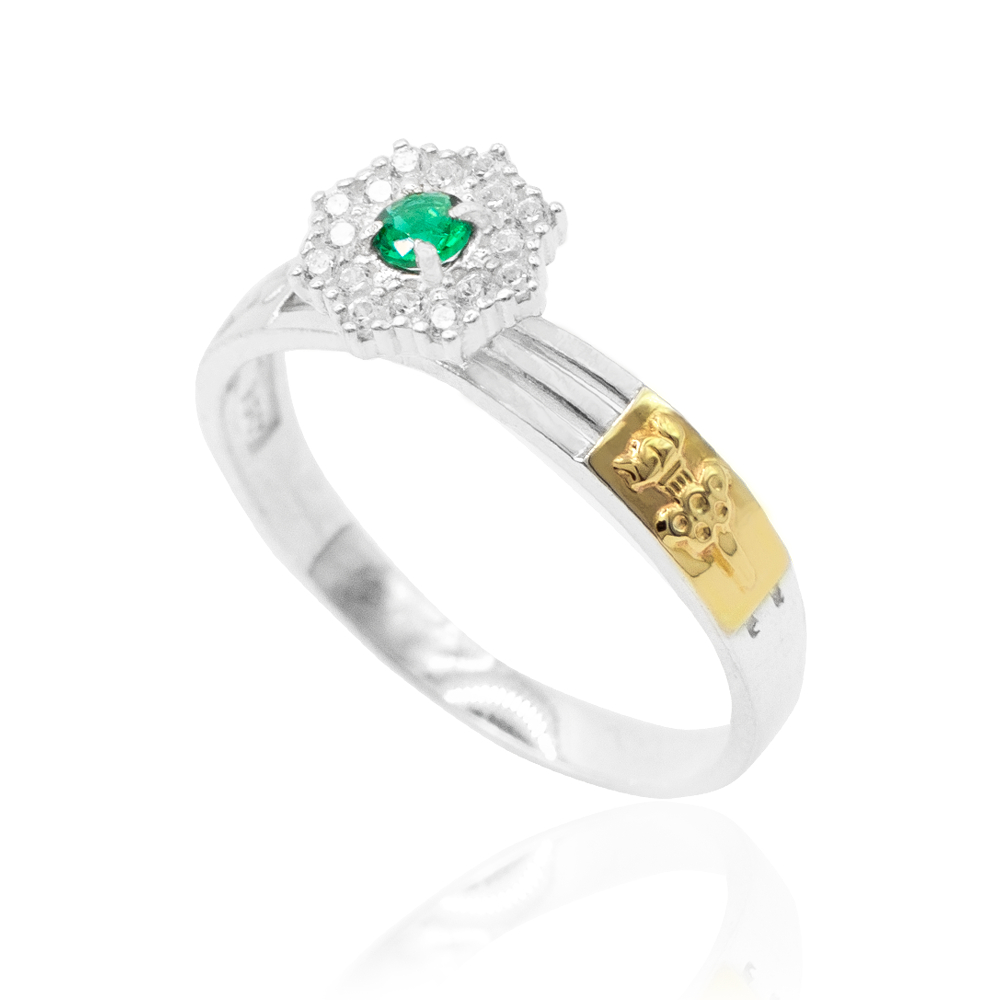 Anel Formatura Prata 950 c/ emblema Profissão Ouro 18K 750