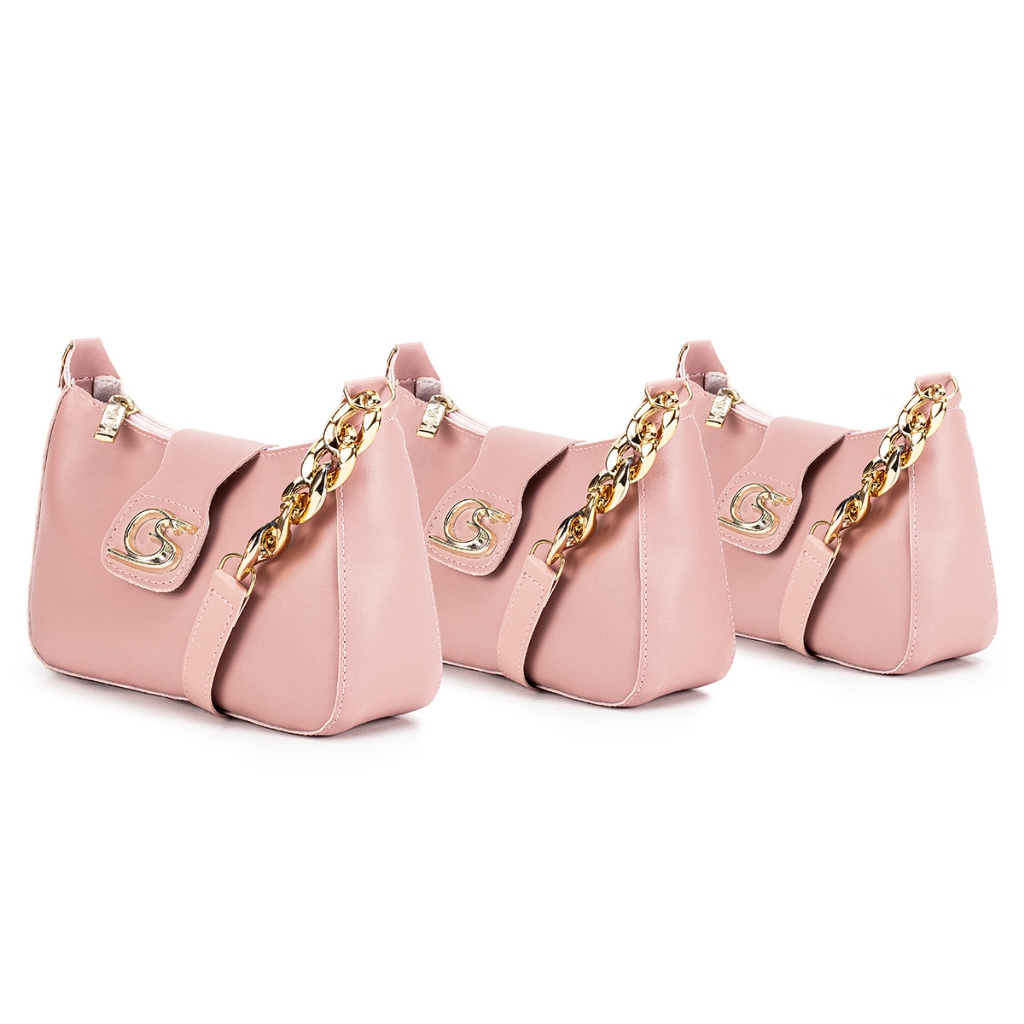 Bolsa Meia Lua Gaby Show Kit 3 Bolsas Femininas Pequenas, Bolsa Festa, Alça De Ombro, Versátil, Luxo