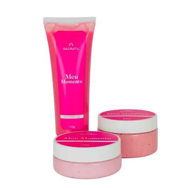 Kit MEU MOMENTO Shower Gel Perfumado, Geleia Esfoliante Corporal, Manteiga Corporal Nutrição Avançada