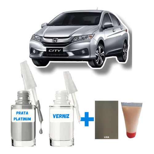Tinta Tira Risco Automotivo Honda City Prata Platinum C/cera