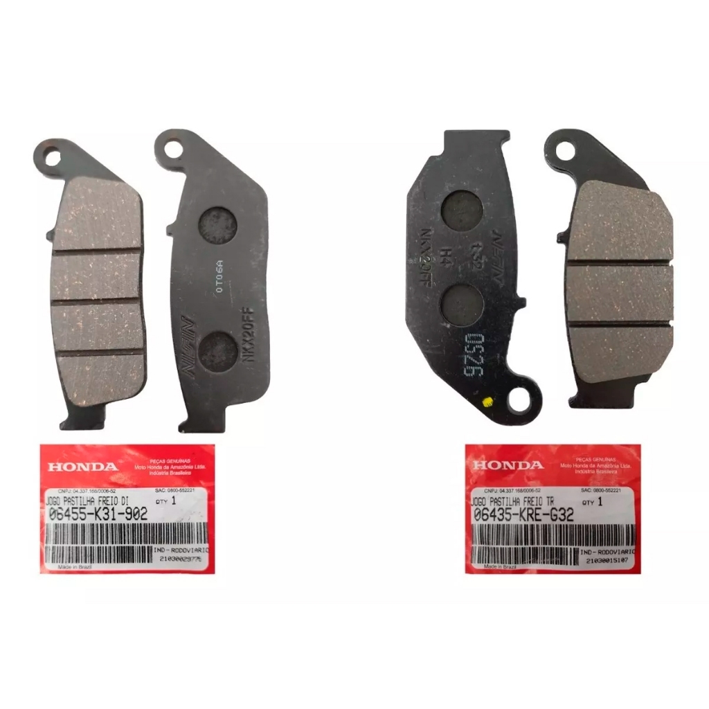 Kit Pastilha De Freio Cb 250f Twister COM ABS 2015 á 2022 Traseiro e Dianteiro Original Nissin Honda
