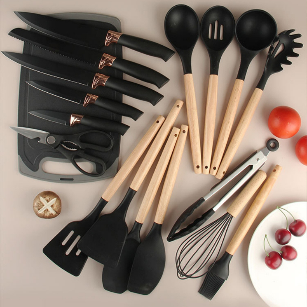 Kit Utensílios De Cozinha 19 Pçs Em Silicone Completo Antiaderente E Resistente Ao Calor — imagem 2 de 2