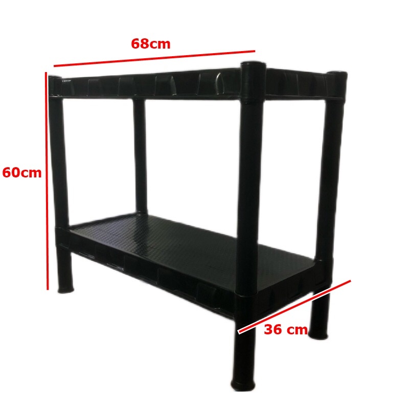 Estante Milão com 2 prateleiras Utilidades Plástica 60x68x36  Preta, branca, lilás, rosa, azul em Oferta na Shopee