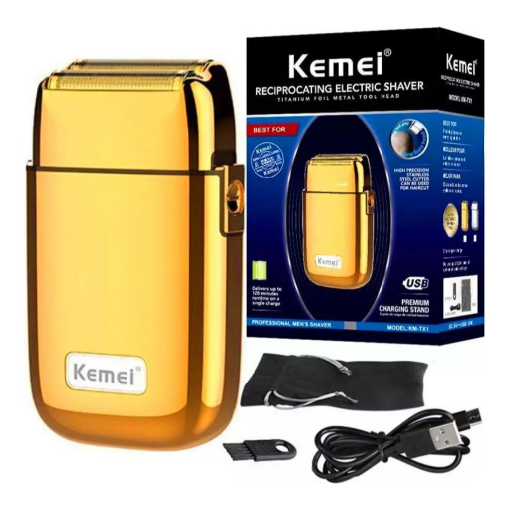 Máquina De Barbear Barbeador Shaver Kemei KM-TX1 Original dourado - Bivolt em Oferta na Shopee