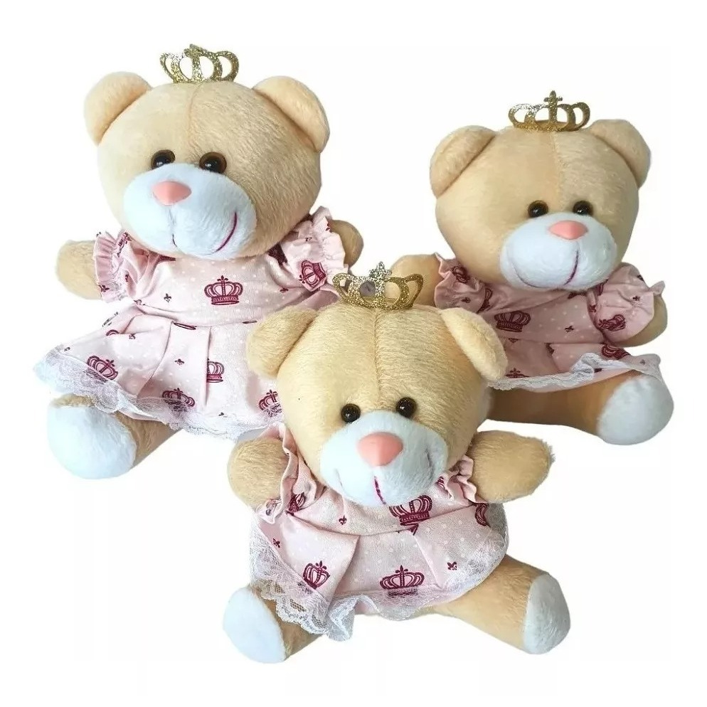 Urso Avulso e Trio De Ursinhos Príncipe P/ Nichos 17cm 20cm 23cm Decoração Enxoval de Bebe