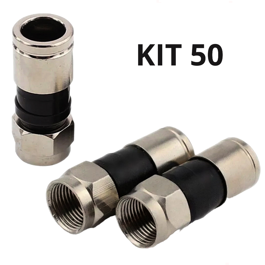 Pacote 50 Conector F Rg59 Nota Fiscal Compressão Blindado em Oferta na Shopee